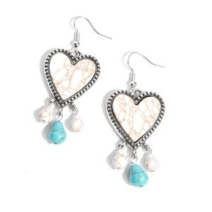 Heart-Shaped Silver and Turquoise Earrings